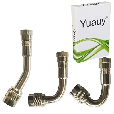 Image of Yuauy (Total Set of 3) 45 90 135 Degree Valve Stem Extension Extenders Tyre Angled Brass Universal Schrader Adapter for Car Motorcycle Bike Scooter