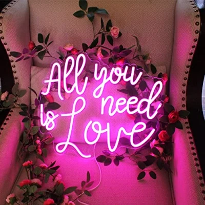 Image of All You Need is Love Pink Neon Sign for Wedding LED Light Bedroom Bithday Party Bachelorette Engagement Home Wall Christmas Decorations