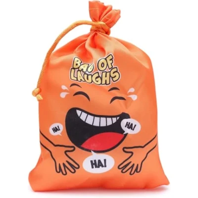 Image of Bag of Laughs Hilarious Squeeze Toy with Laughing Sounds Novelty Fun Gift, Party Filler, Stocking Filler Orange or Yellow (Orange)