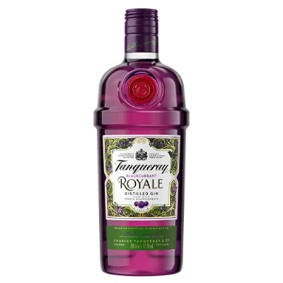 Image of Tanqueray Blackcurrant Royale Distilled Gin 41.3% vol 70cl with Blackcurrants &amp; Vanilla Flavoured Floral Notes Enjoy in a Glass Ice Tonic