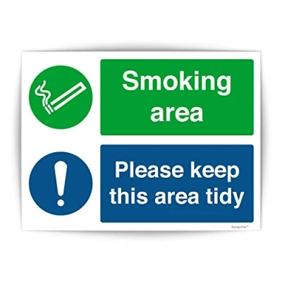 Image of Smoking Area Sign Self Adhesive Waterproof Vinyl Sticker 150mmx200mm V1165