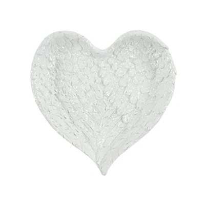 Image of Stunning White Glitter Heart Angel Wing Trinket Dish 2.5cm x 15cm (1 Pc.) Elegant &amp; One of a Kind Design, Resin Perfect Home Decor Gift for Treasure Keepers