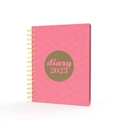 Image of Collins Scandi A5 Day to Page 2023 Diary Deep Pink (PW51.GEPK 23) Complete Wirobound Planner, Agenda and Journal