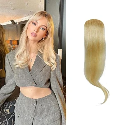 Image of 2PCS Wave Side Bang Real Human Hair Clip in Bangs Curly Fringe Extensions(Blond)