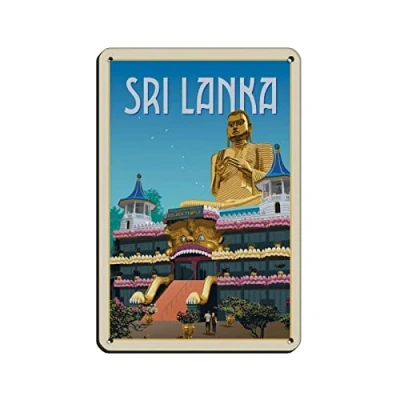 Image of AZOLID Tin Signs Retro Sri Lanka Travel Vintage Funny Home Kitchen Bar Club Cave Rustic Wall Art Decor 30x20CM