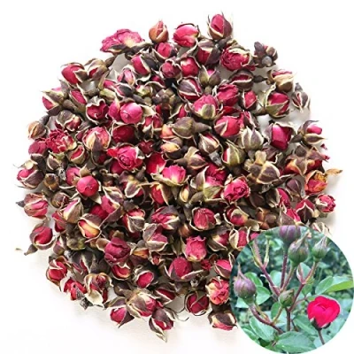 Image of TooGet Dried Flower Tea Fragrant Red Golden rim Rose Buds Petals Natural Herbal for Tea, Culinary Food Grade 4 OZ