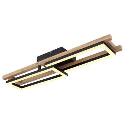 Image of Globo Illa LED ceiling light, wood design, length 69cm