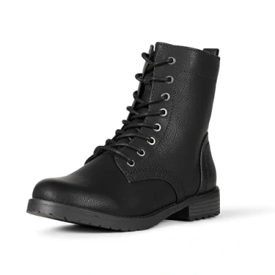 Image of Amazon Essentials Women&#039;s Lace Up Combat Boot, Black, 3 UK
