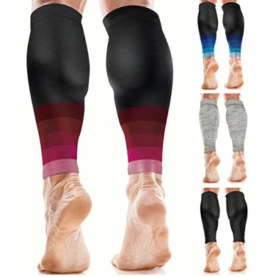 Image of aZengear Calf Compression Sleeves for Men &amp; Women Shin Splint and Support Brace Guards Leg Torn Muscle Cramps (S M, Pink)