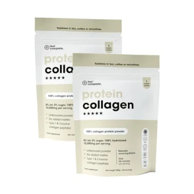 Image of Feel Complete High Protein Collagen Premium Type 1 &amp; 3 Hydrolysed Bovine Halal Skin, Hair Nail includes Amino Acids 600g (2x300g)