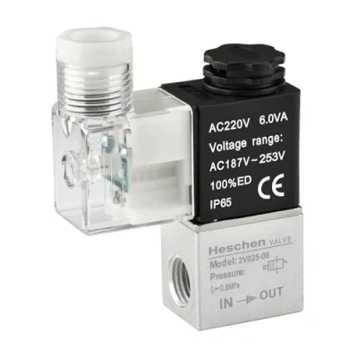 Image of Heschen Electrical Pneumatic Solenoid Valve 2V025 08 220VAC PT1/4 2/2 Way Normally Closed
