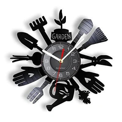 Image of Smotly Vinyl Wall Clock, Garden Tools Clock Gift for Home Decor.