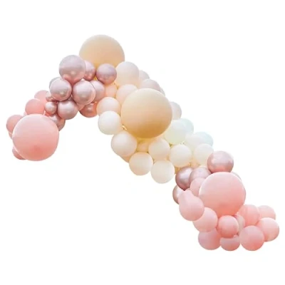 Image of Ginger Ray Peach, Nude and Rose Gold Chrome DIY Luxury Balloon Arch Kit Party Decorations 200 Pack