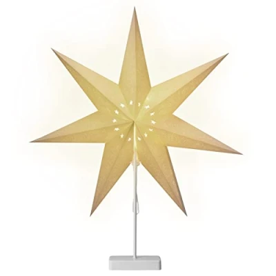 Image of CASARIA® LED Christmas Light Up Star Decoration Xmas Festive Freestanding Paper Lantern 60 cm Wireless, Battery Operated Cut Outs Warm White