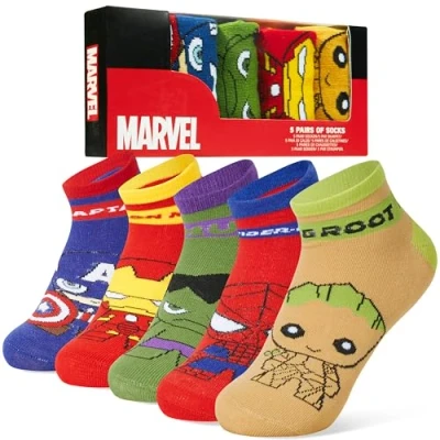Image of Marvel Boys Ankle Socks, Soft and Breathable Socks Pack of 5 Gifts (Multi, 3.5 6.5 UK, 11 14 Years)