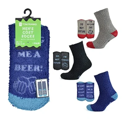 Image of Undercover 3 Pairs Mens Novelty Slogan Cosy Socks SK886 (1x Each)