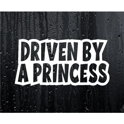 Image of Car Sticker Driven by A Princess Fun Nice Cute Novelty Bonnet Van Bumper Boot Door Window Decal