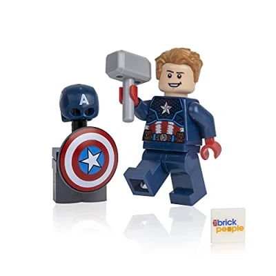 Image of LEGO Superheroes: Captain America Minifig with Shield, Stand and Hammer (Mjolnir)