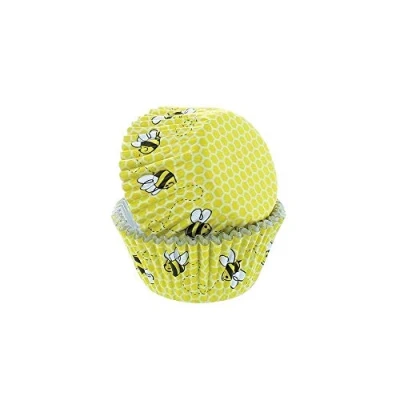 Image of Baked with Love Honeycomb Baking Cupcake Cases, Greaseproof Paper Cups Pack of 50, Yellow, 0650183