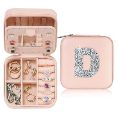 Image of TINGN Travel Jewellery Case, Organiser,Mirrored Box, Teenage Girls Gifts, Personalised Box D