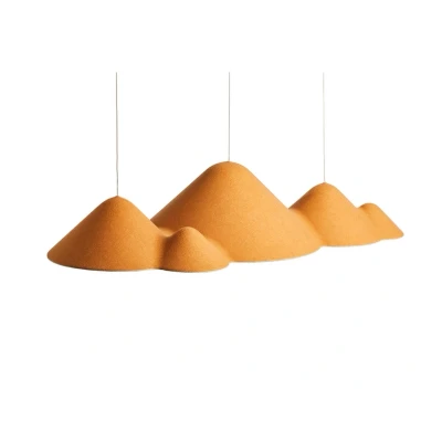 Image of LOOM DESIGN LED pendant light Panorama, yellow/grey felt 106 cm