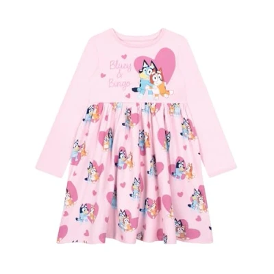 Image of Bluey Dress Bingo Girls Long Sleeve Girls’ Dresses Pink 2 3 Years