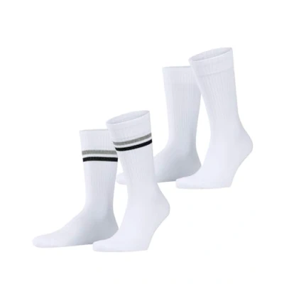 Image of ESPRIT Men&#039;s Tennis Stripe 2 Pack M SO Cotton Patterned Pairs Socks, White (White Mix 2020), 8.5 11