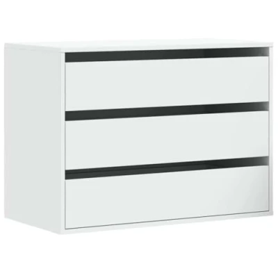 Image of vidaXL Corner Chest of Drawers Engineered Wood Storage Drawer Cabinet White 80x41x58 cm 3 Living Room, Bedroom, Office
