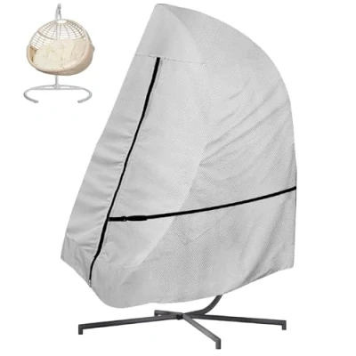 Image of Egg Chair Cover, 600D Heavy Duty Oxford Covers Waterproof, Hanging Cover with Waterproof Zipper, UV Anti &amp; Windproof for B&amp;M Aldi Swing 190x115cm