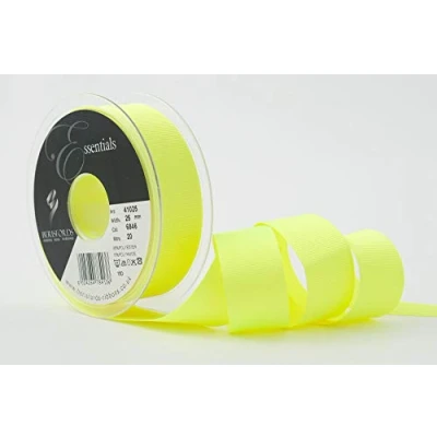 Image of Berisfords Grosgrain Ribbon, Flo Yellow, 25 mm, 25mm