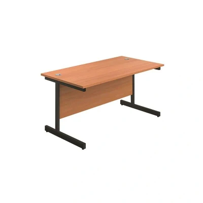 Image of Jemini Rectangular Single Upright Cantilever Desk 1400x800x730mm Beech/Black KF810698