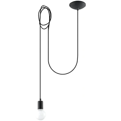 Image of SOLLUX Pendant Lamp Edison Unique Design Without Lampshade Minimalist Lighting LED Bulb Black Colour Single Length