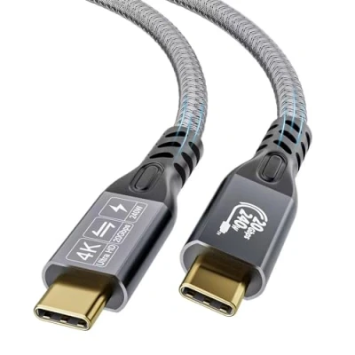 Image of YIWENTEC USB C Cable to 3.2 Gen2 x 2 Type Charging Cable, 20 Gbps Data Transfer, 240 W 48 V/5 A Fast 4K @ 60Hz Video Transfe (straight, 0.5M)