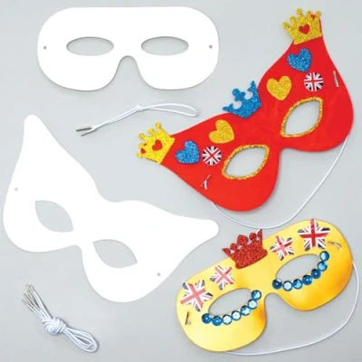 Image of Baker Ross EK3226 Decorate Your Own Eye Masks (Pack of 12) For Kids To and Fancy Dress, White