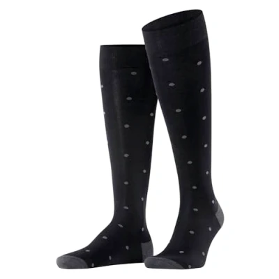 Image of FALKE Men&#039;s Dot M KH Cotton Long Patterned 1 Pair Knee High Socks, Grey (Anthracite Melange 3096), 5.5 8