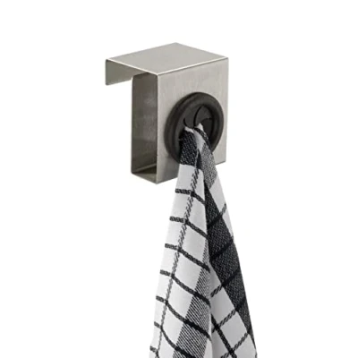 Image of WENKO 4368060100 Kitchen Hook Push Matt, Stainless steel, 5 x 6 4 cm, Silver matt