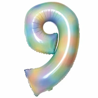 Image of Amscan 9913142 Large Number Pastel Rainbow 9