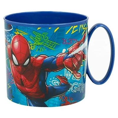 Image of Kids Character Cute Mini Mug 265ML Drinking Re Usable Plastic Cup Microwave Safe (Spiderman Graffiti)