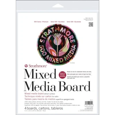 Image of Strathmore Mixed Media Boards 4 kg 11 inch x 14 inch, Paper, White, 11x14