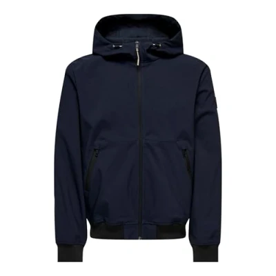 Image of ONLY &amp; SONS Men&#039;s Onsbowie Softshell Bomber OTW Jacket, Dark Navy, XL