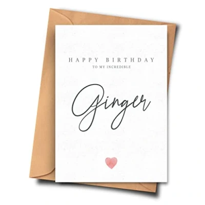 Image of Fat Flamingos Birthday Card for Ginger Happy to My Incredible Her (A5 5.8x8.3inch 14.8x210cm) With Envelope