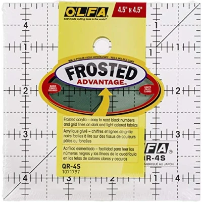 Image of Olfa 1 Piece Acrylic Quilt Ruler, 4.5x4.5 inches, Transparent