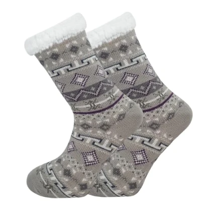 Image of SOCK TEC Mens Thermal Socks 4.8 Tog Sherpa Fleece Lining Winter Warm Thick Gripper Sole Adults 6 11 (UK, Numeric, 6, 11, Regular, Design 4)