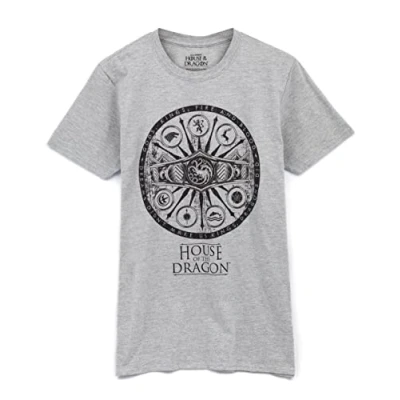 Image of Game of Thrones House The Dragon Mens T Shirt Adults Women Gods Kings Fire Blood Symbol Grey Top Targaryen Civil War Fantasy Series Merchandise