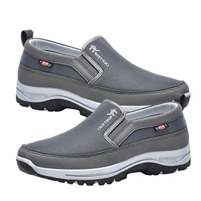 Image of Tytlyworth Men&#039;s Orthopedic Shoes Slip on with Arch Support Casual Non Rubber Sole for Walking Hiking Running Grey