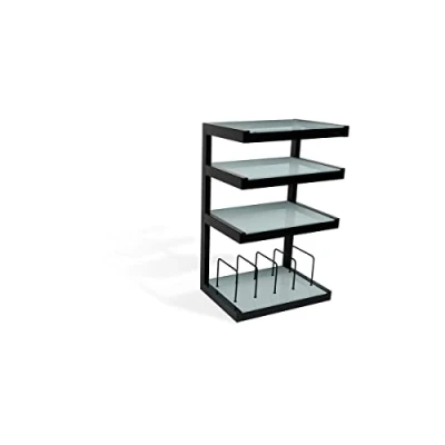 Image of NorStone Esse Hi Fi Vinyl Satin Black Frosted Glasses HiFi Cabinet