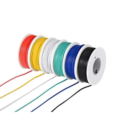 Image of TUOFENG 22AWG PVC Electrical Wire Kit 6 Different Colored 9 Meter spools 22 Gauge Stranded Tinned Copper Hookup for DIY