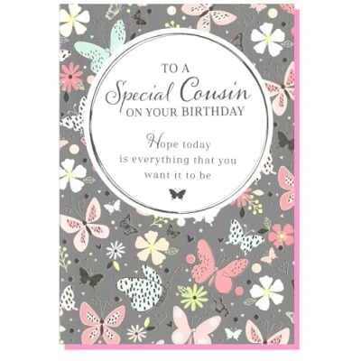 Image of Cousin Birthday Card Flowers Female Ladies Her Women Size: 7.5&quot; x 5.25&quot; A