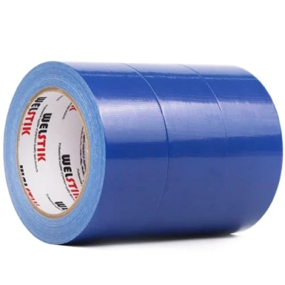 Image of WELSTIK Professional Duct Tape 3 Pack 48mm x 27m Waterproof Fabric Coloured Gaffer for Repairs, DIY, Crafts, Indoor and Outdoor Use,Blue