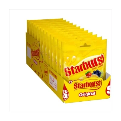 Image of Starburst Chewy Sweets Fruit Flavour Pouch Bag 138g (Pack of 12)